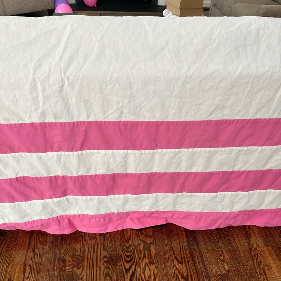 Pottery Barn Shower Curtain Cotton Three Wide Pink Stripes - Picture 1 of 7